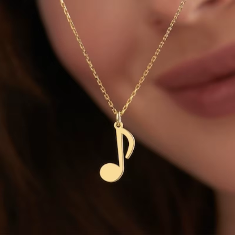 Collier chaîne en acier inoxydable, breloque Note de musique, symbole Musical, cadeau pour femme et homme, bijoux en acier inoxydable, nouveau