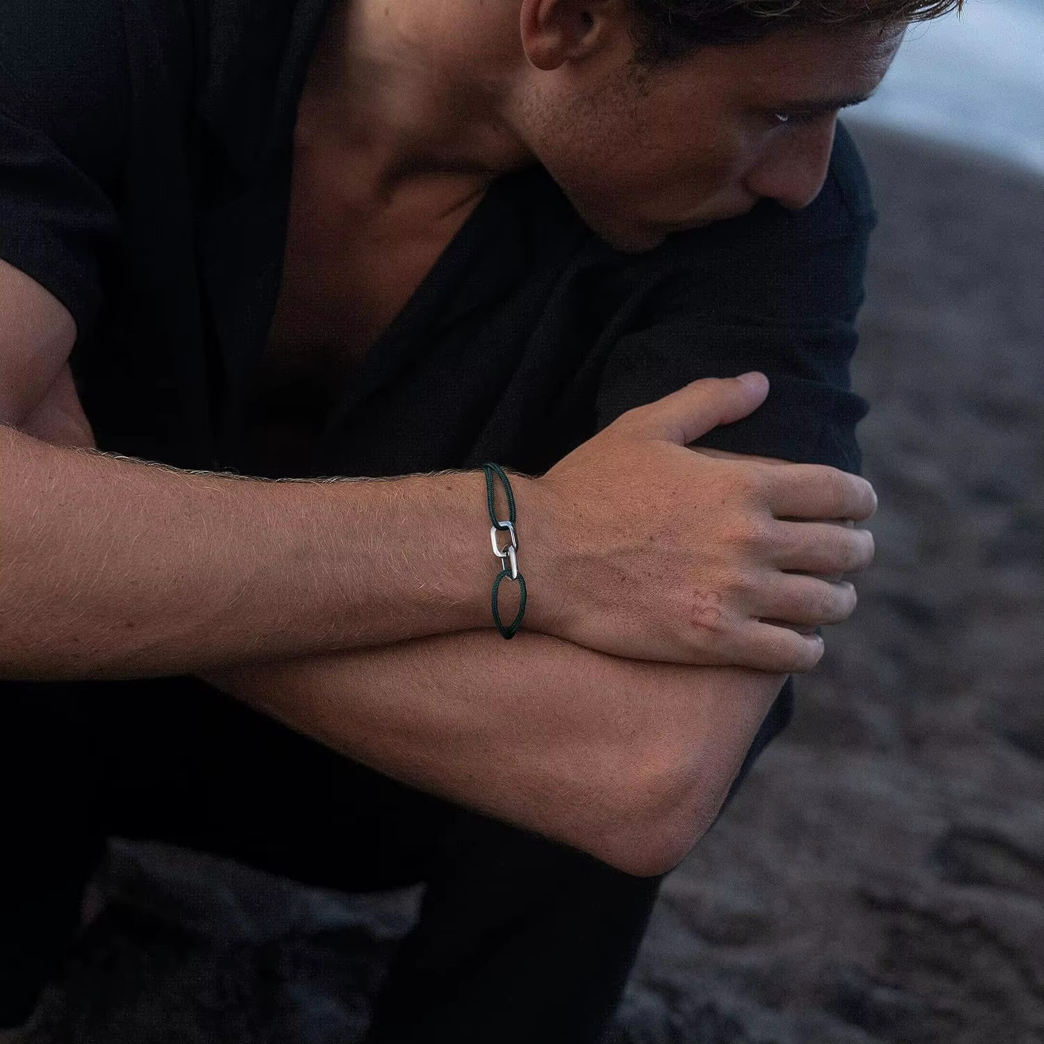 Bracelets nautiques pour hommes, corde réglable et étanche, avec breloque en acier inoxydable, cadeau pour lui