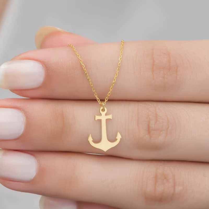 Collier en acier inoxydable pour femmes et hommes, style Hip Hop Punk, pendentif géométrique ancre de mer, ras du cou, Bijoux minimaliste, cadeaux de fête