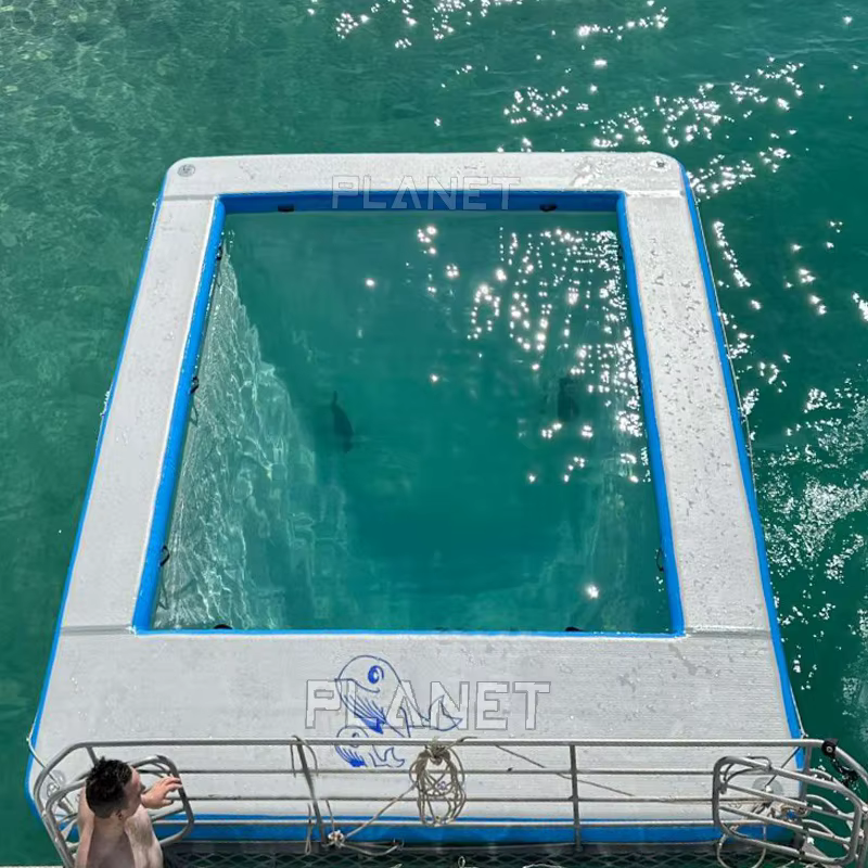 Piscine gonflable pour la mer, piscine flottante en PVC de 0,9 mm, piscine anti-méduse avec filet de protection, adaptée aux yachts