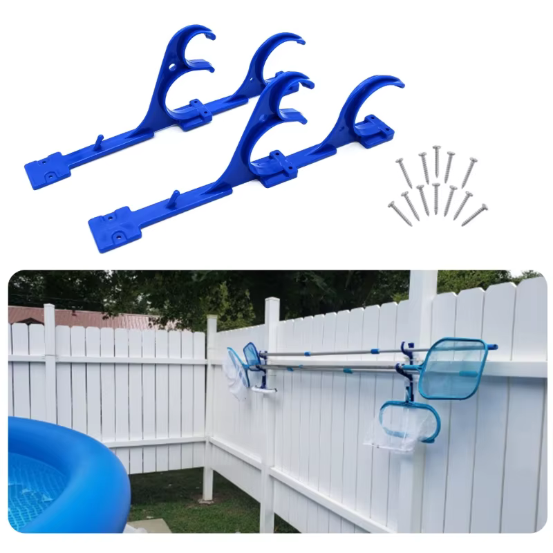 2 pièces extérieur pôle cintre piscine bâton crochet en plastique télescopique tige support avec vis pour filet brosses tuyaux