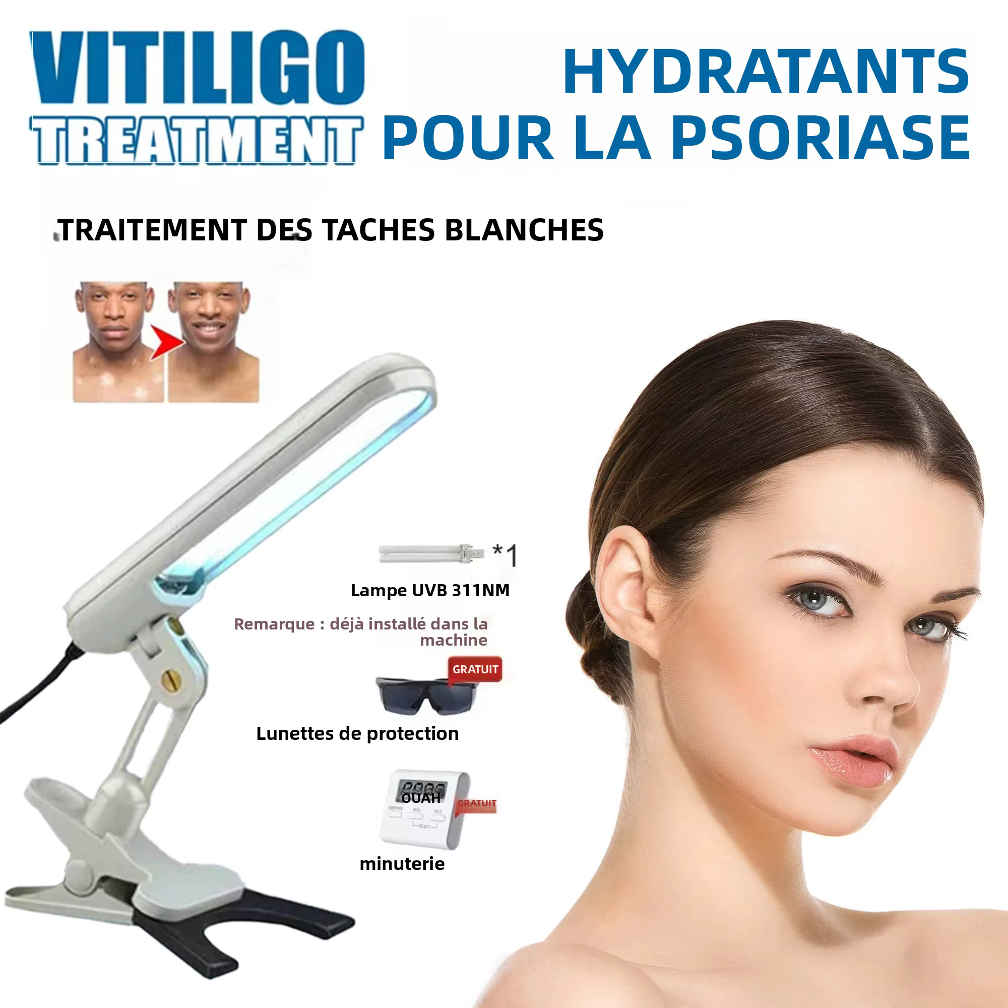 Prix d'usine, laser excimer UVB LED 311 Nm, photothérapie, laser excimer pour le traitement du psoriasis, lampe UVB 311 Nm pour le traitement du vitiligo