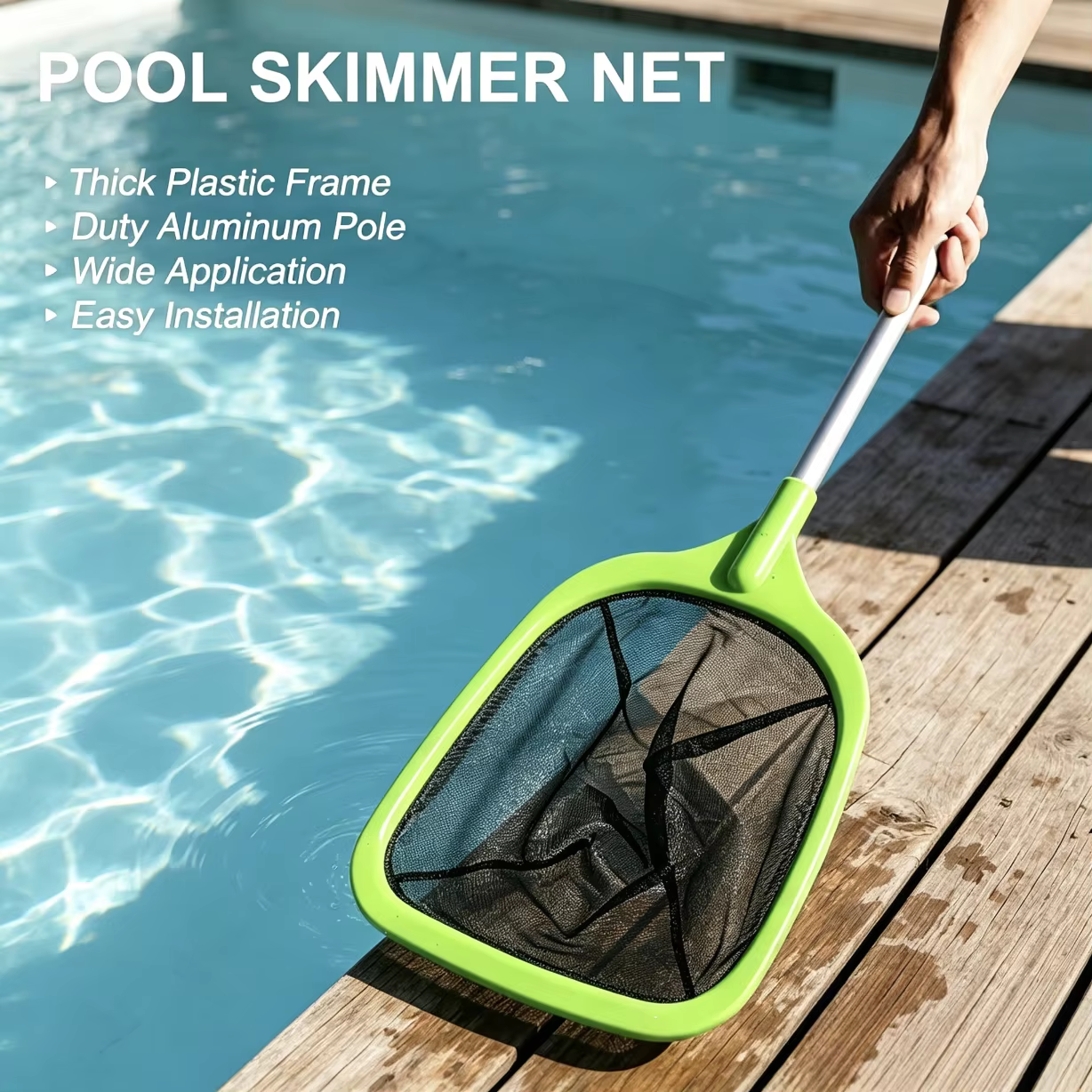 Épuisette à feuilles pour piscine avec manche métallique
