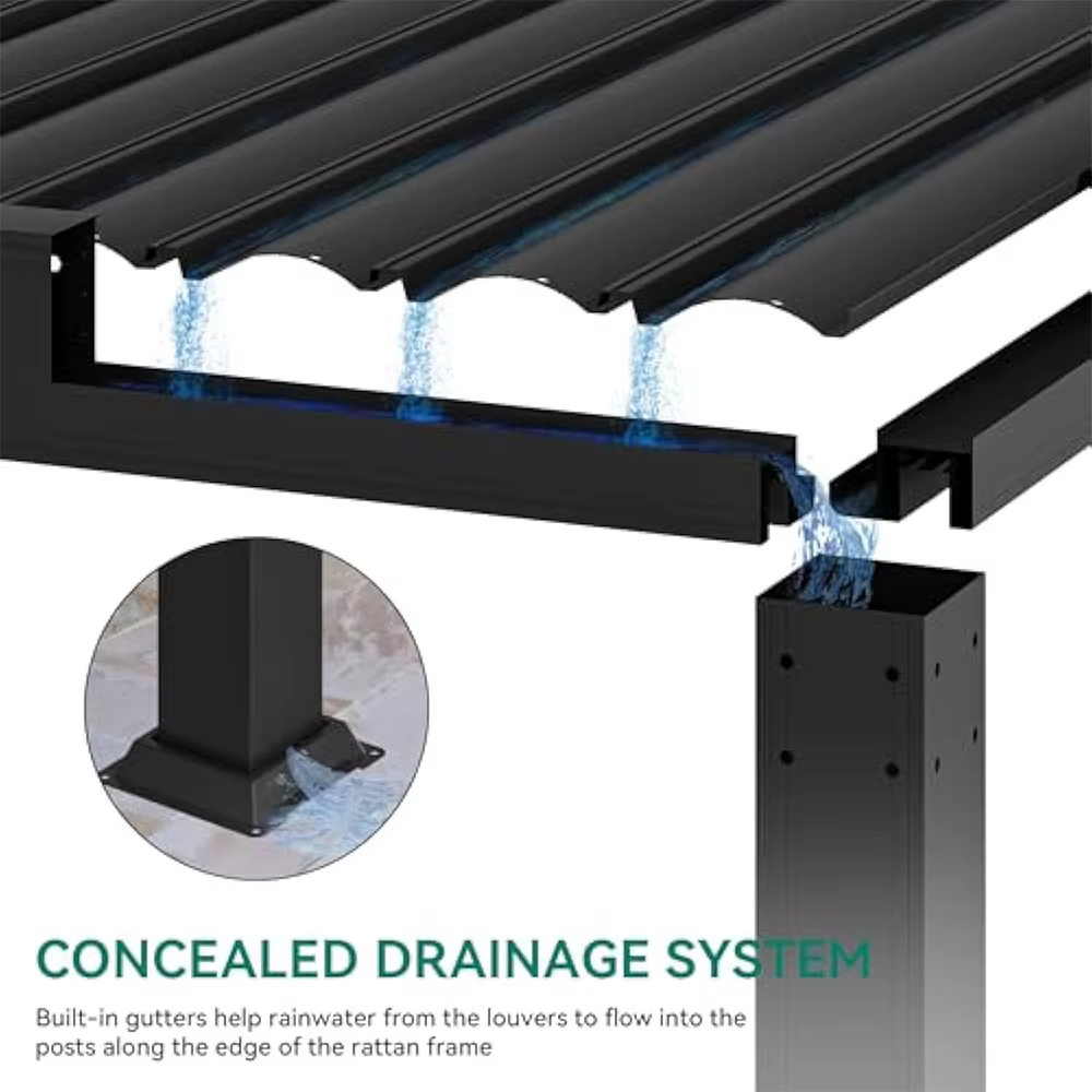 Pergola en aluminium 6063 T5 sur mesure, protection contre la pluie en alliage d'aluminium, avec écran motorisé, pergola à lames orientables sur mesure