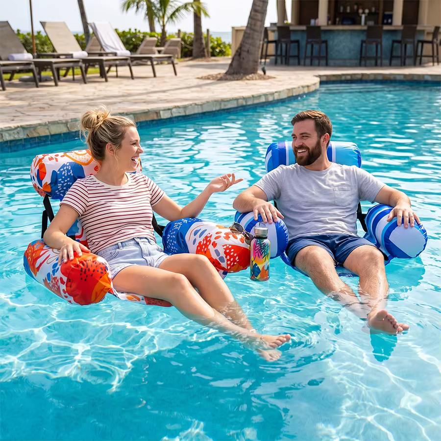 Chaise longue gonflable pliable pour piscine