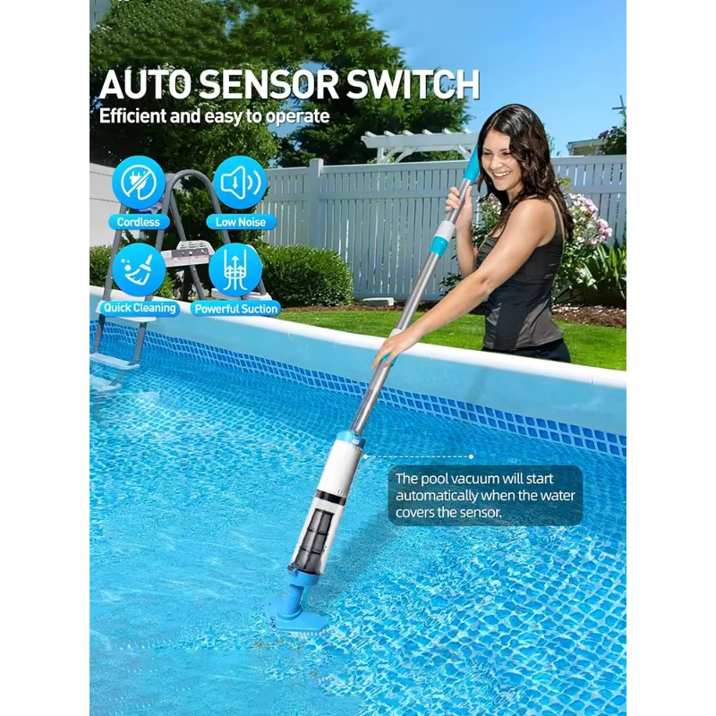 Aspirateur de piscine portatif sans fil rechargeable pour piscines hors sol et enterrées