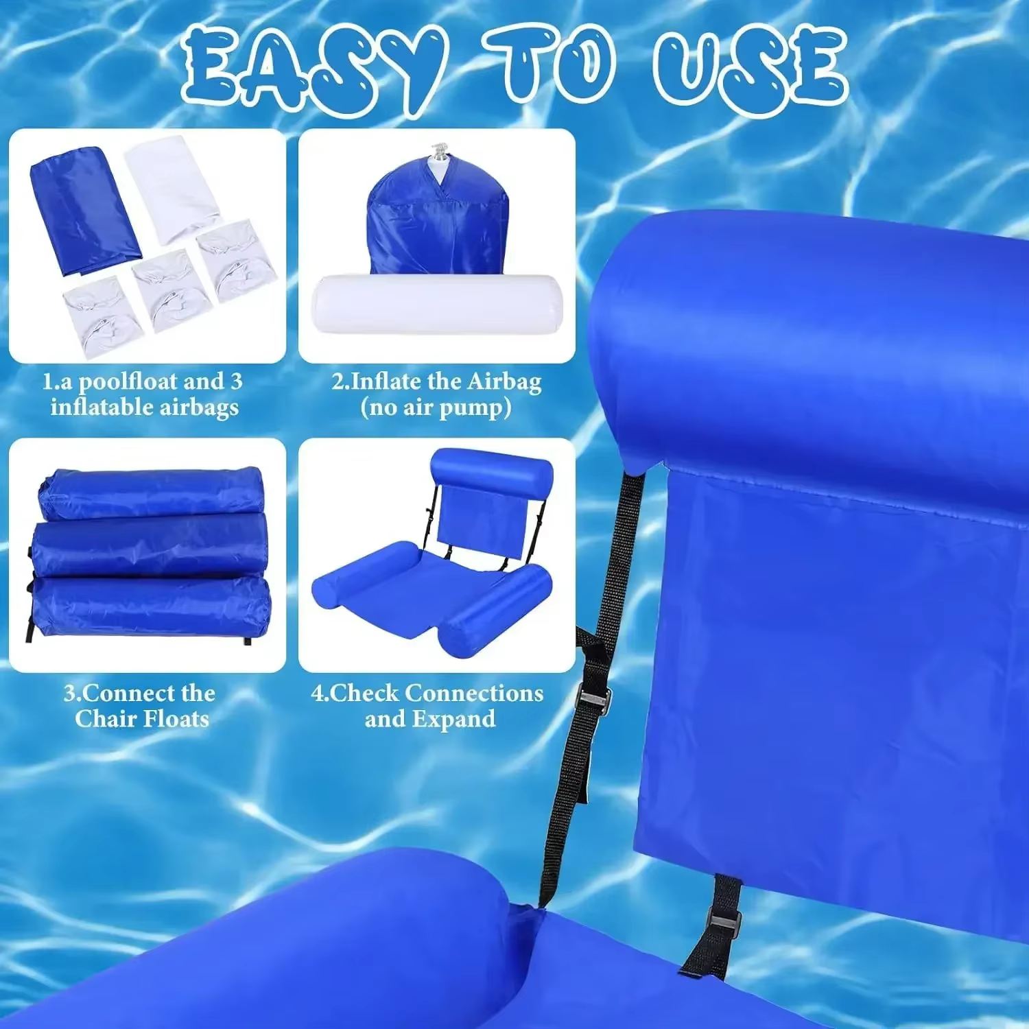 Chaise longue de piscine gonflable pour adultes