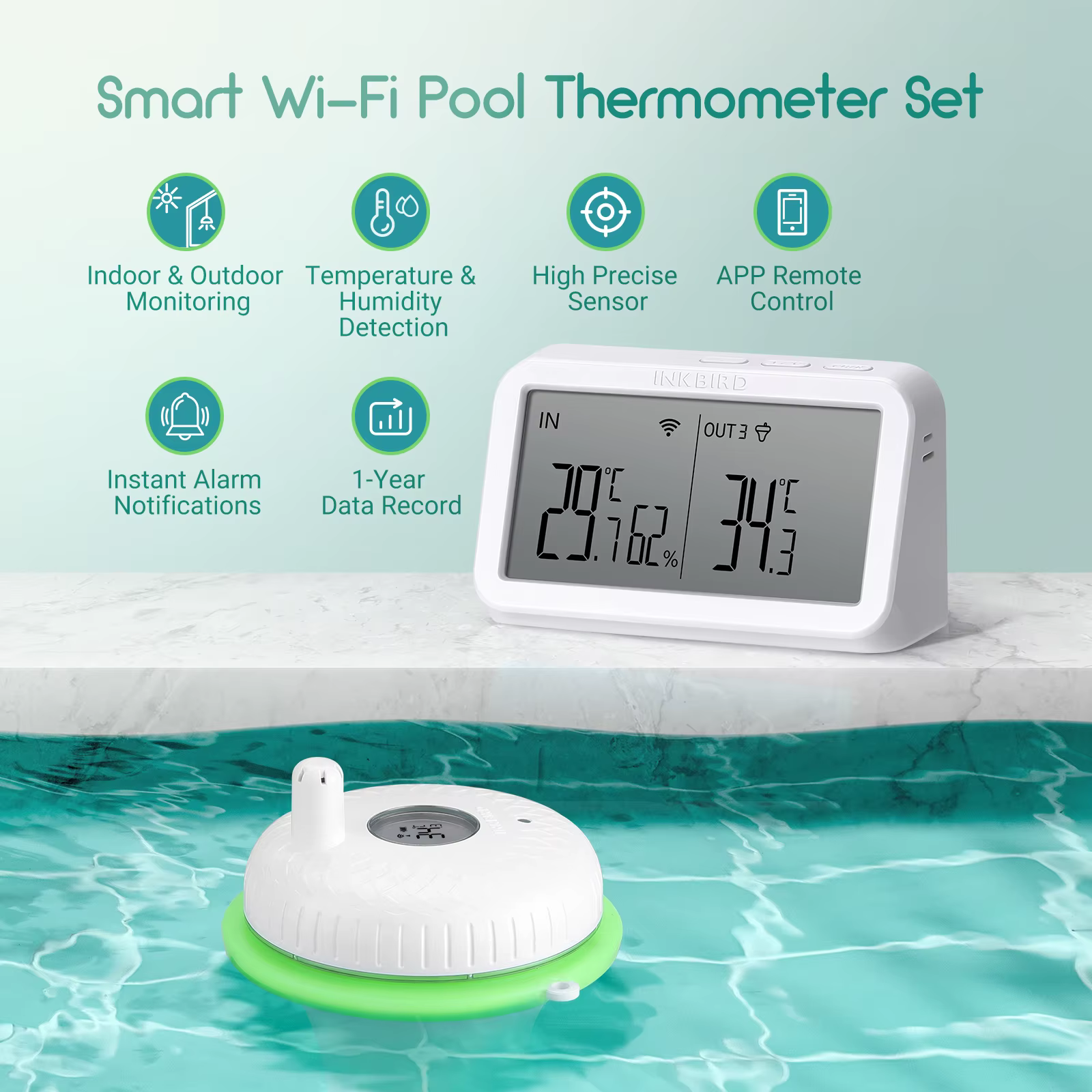 INKBIRD Thermomètre de piscine avec passerelle WiFi Ensemble