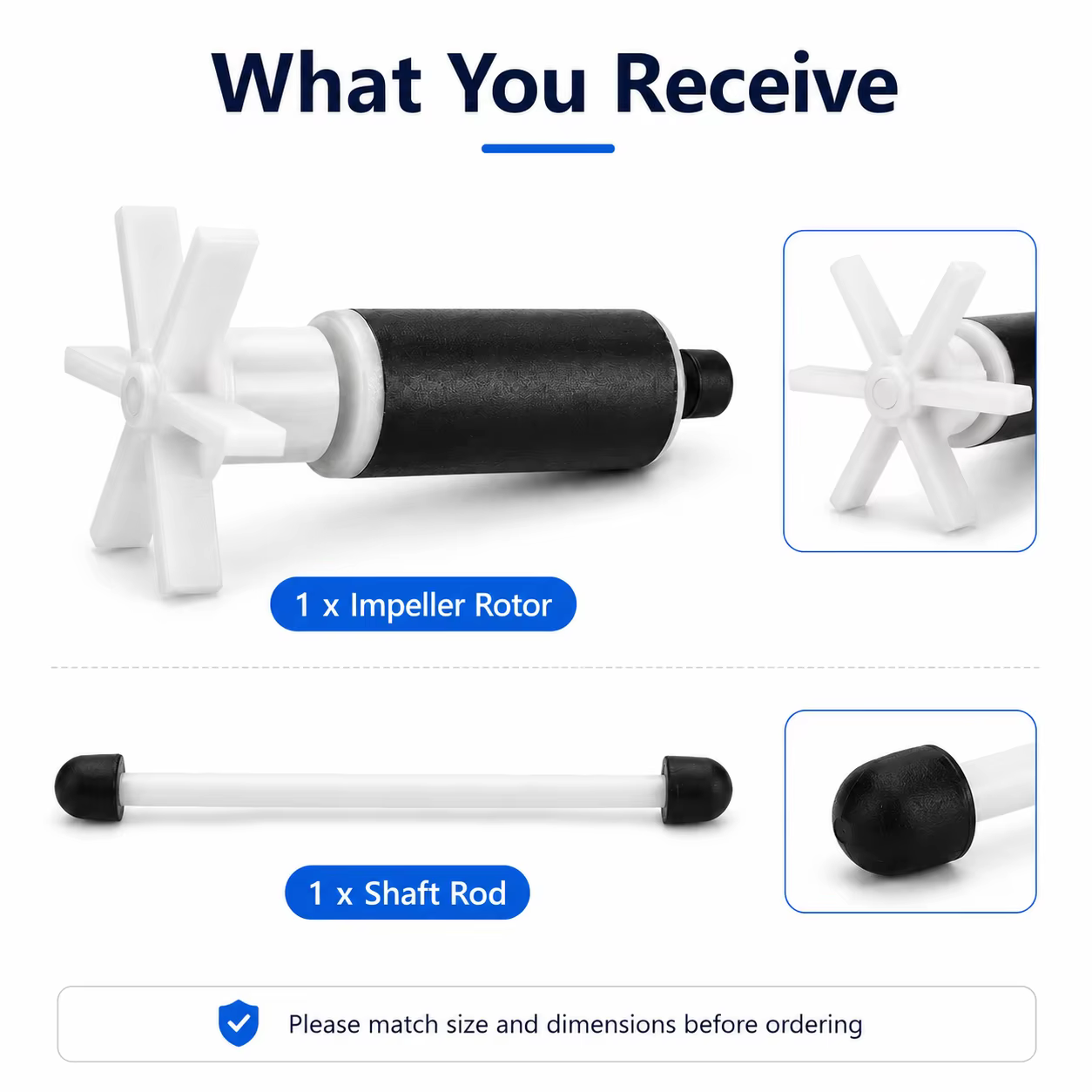 Pièces détachées pour pompes submersibles à turbine en céramique ; turbines de pompe disponibles en différentes tailles ; accessoires pour mini aquariums