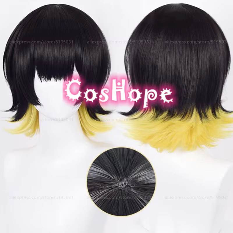 Bachira Meguru Cosplay perruque courte noir jaune perruque Cosplay Anime Cosplay perruques résistant à la chaleur perruques synthétiques