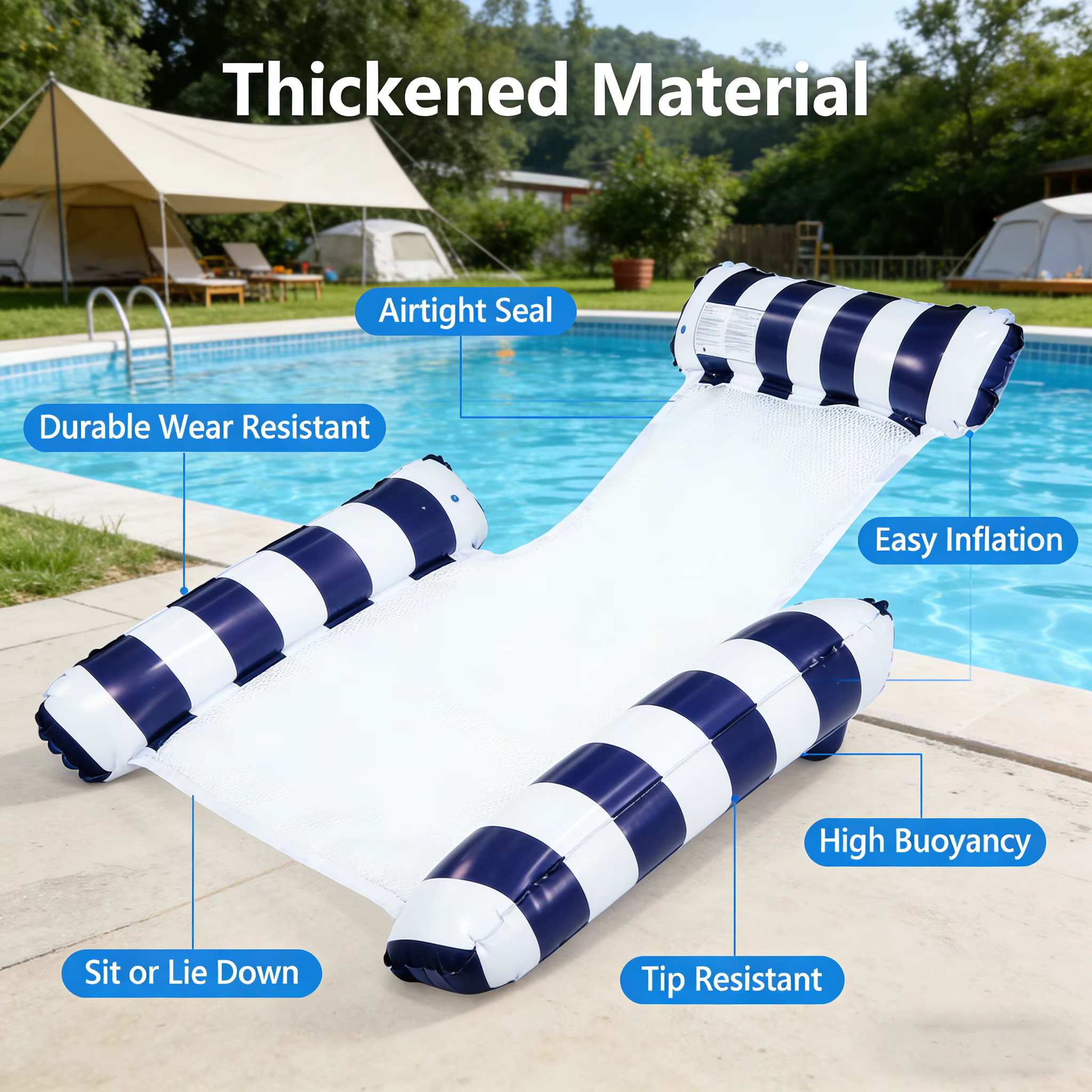 Hamac flottant gonflable 3 tubes pour piscine