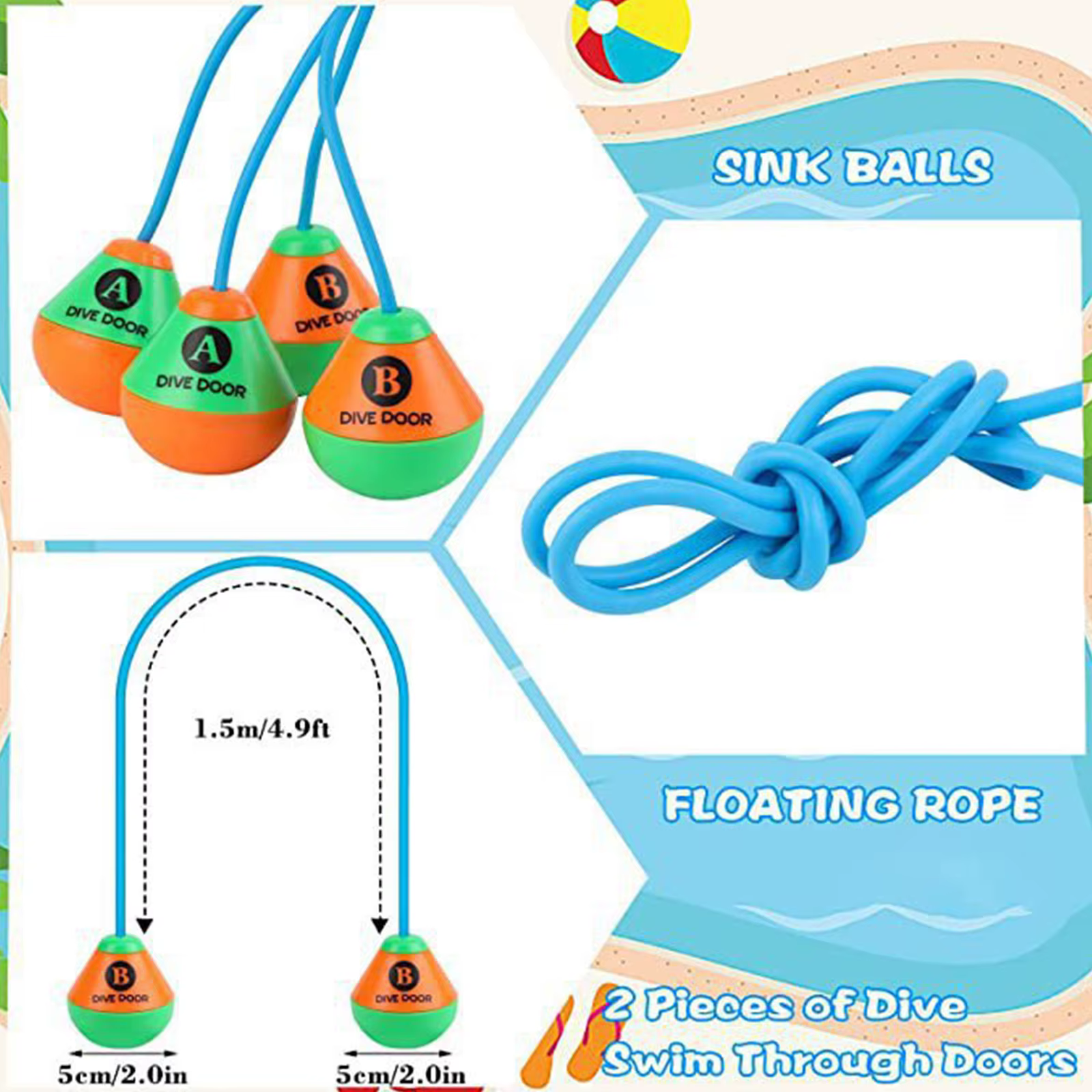 Lot de 2 aides de jeu aquatiques amusantes pour la plongée sous-marine