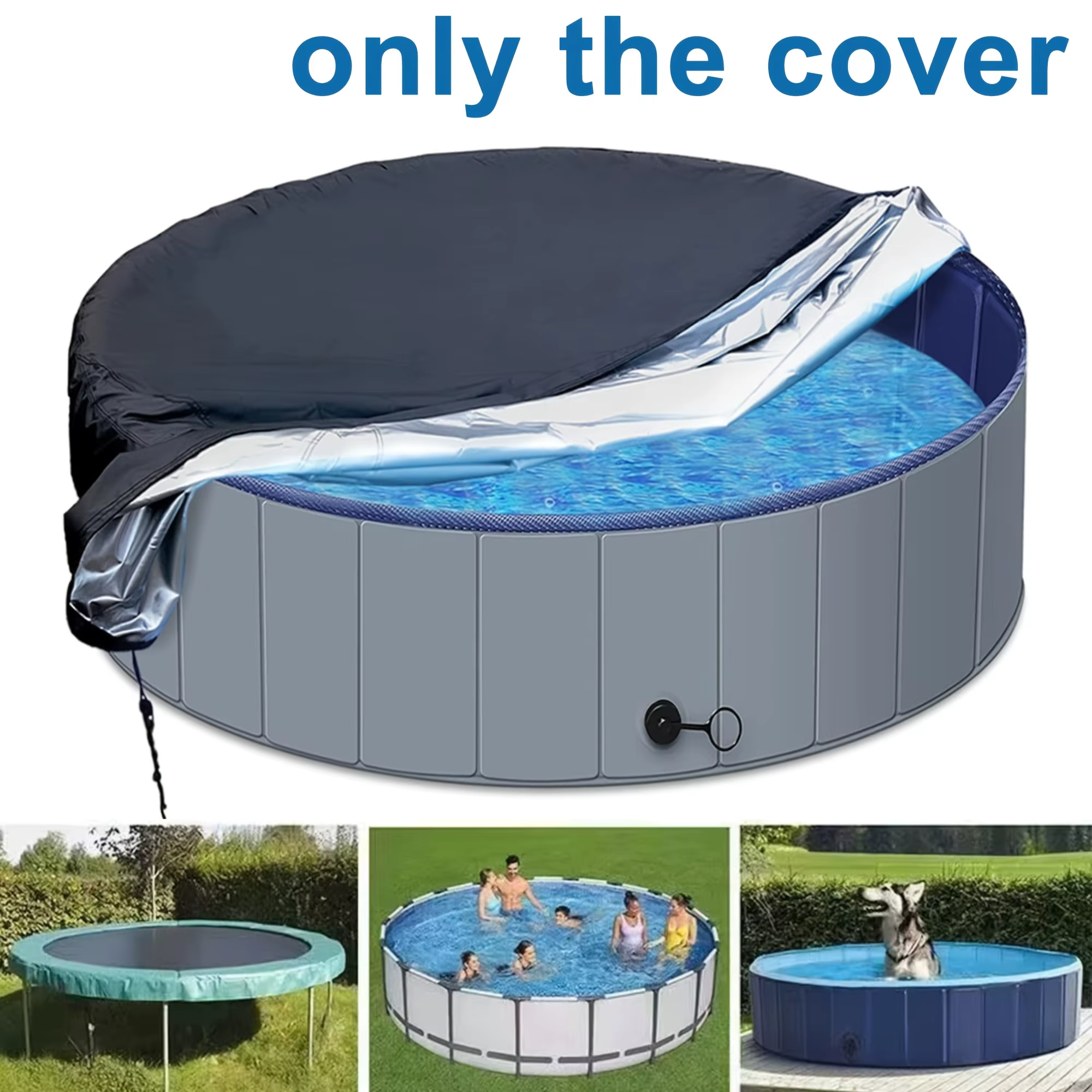 Housse de protection ronde en tissu Oxford pour piscine et baignoire pour animaux de compagnie