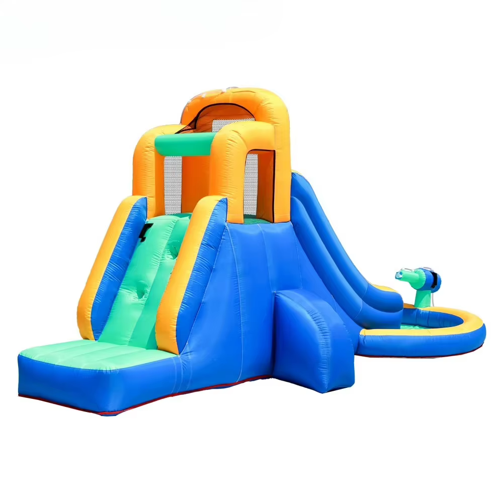 Fabricant nouveau Design bleu avec toboggan aquatique Combo piscine à balles aire de jeux château de rebond