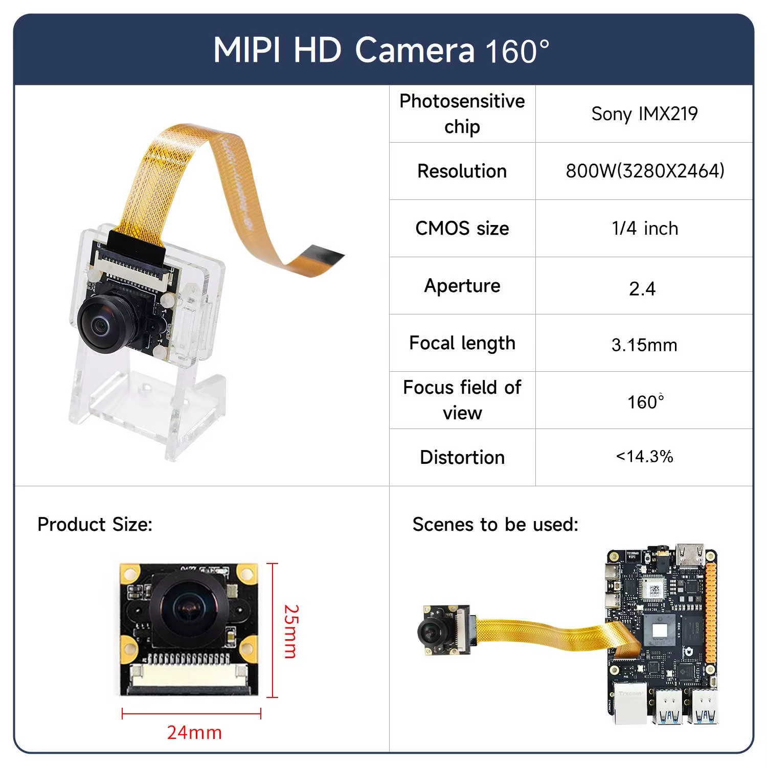 RDK MIPI HD caméra AI Intelligence artificielle Module de reconnaissance visuelle avec capteur d'image IMX219 pour projet électronique Robot