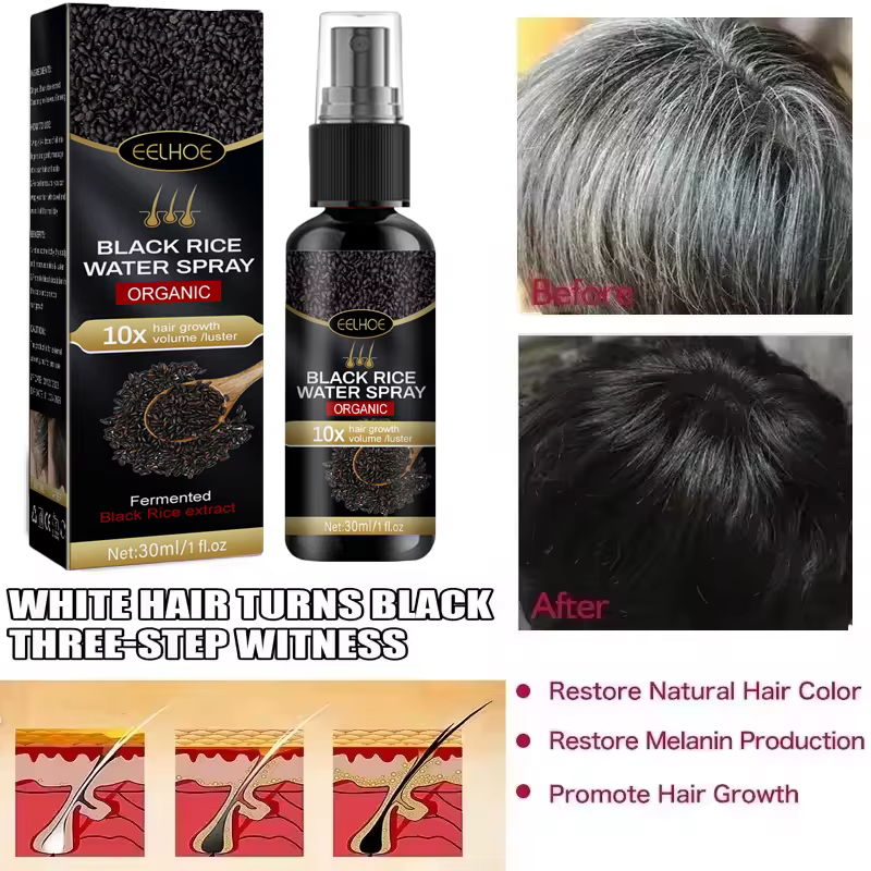 Sérum de traitement pour cheveux gris et blancs, couverture de cheveux blancs au noir, document naturel, spray de réparation, anti-perte, restauration de cheveux, soins capillaires sains