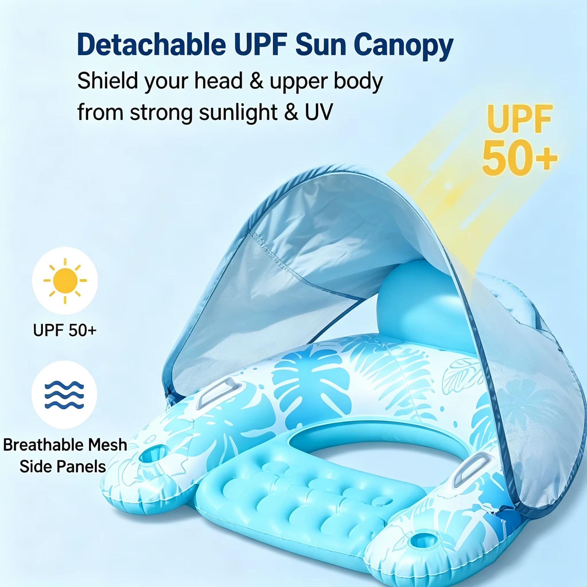 Fauteuil flottant gonflable pour piscine avec auvent pare-soleil
