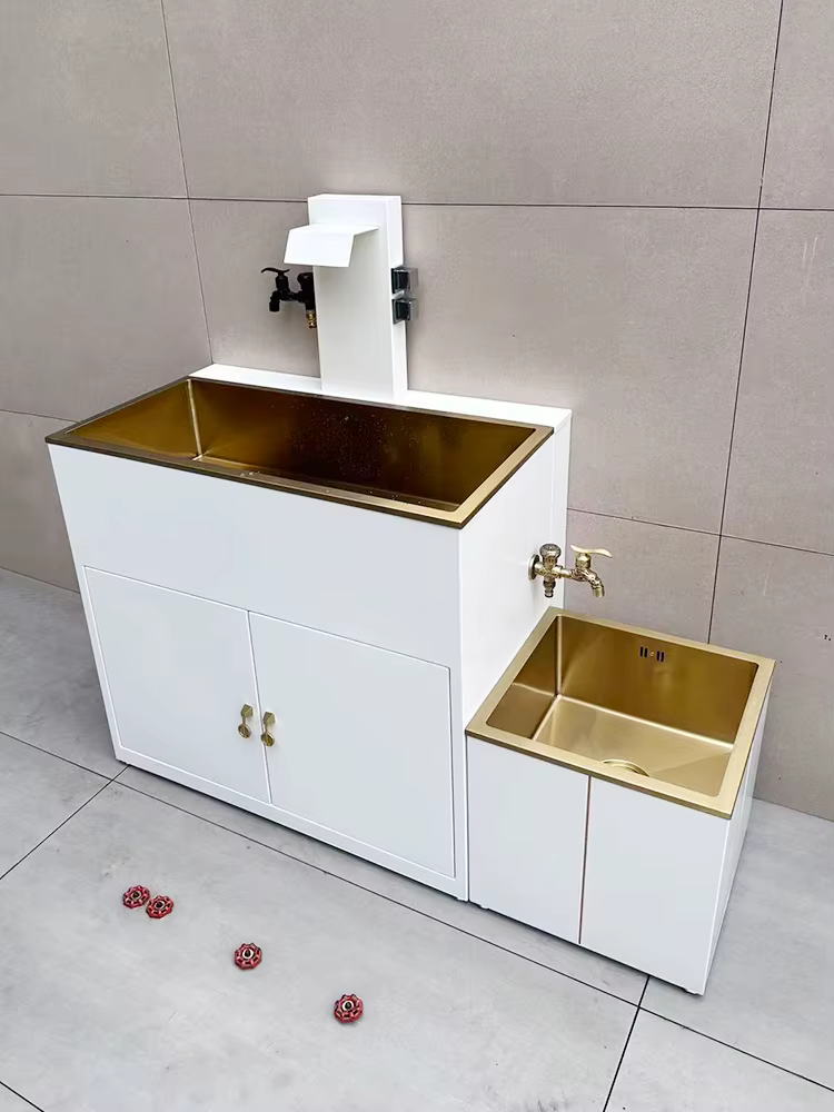 Lavabo de balcon extérieur cour blanc Simple sur pied inter-plateforme bassin terrasse jardin piscine mur évier