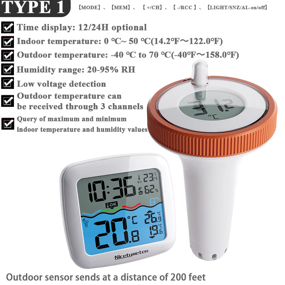 Thermomètre de piscine sans fil
