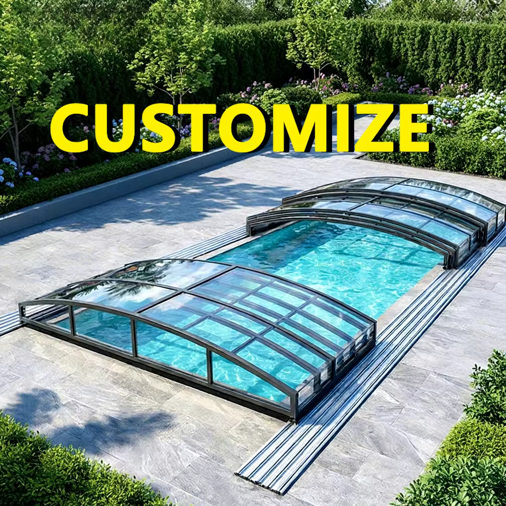 Couverture de piscine télescopique en aluminium sur mesure