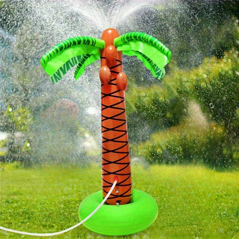 Arroseur gonflable palmier d'été 1,5 m+ de hauteur, jouet aquatique extérieur pour enfants, idéal pour les fêtes au bord de la piscine et les barbecues en été