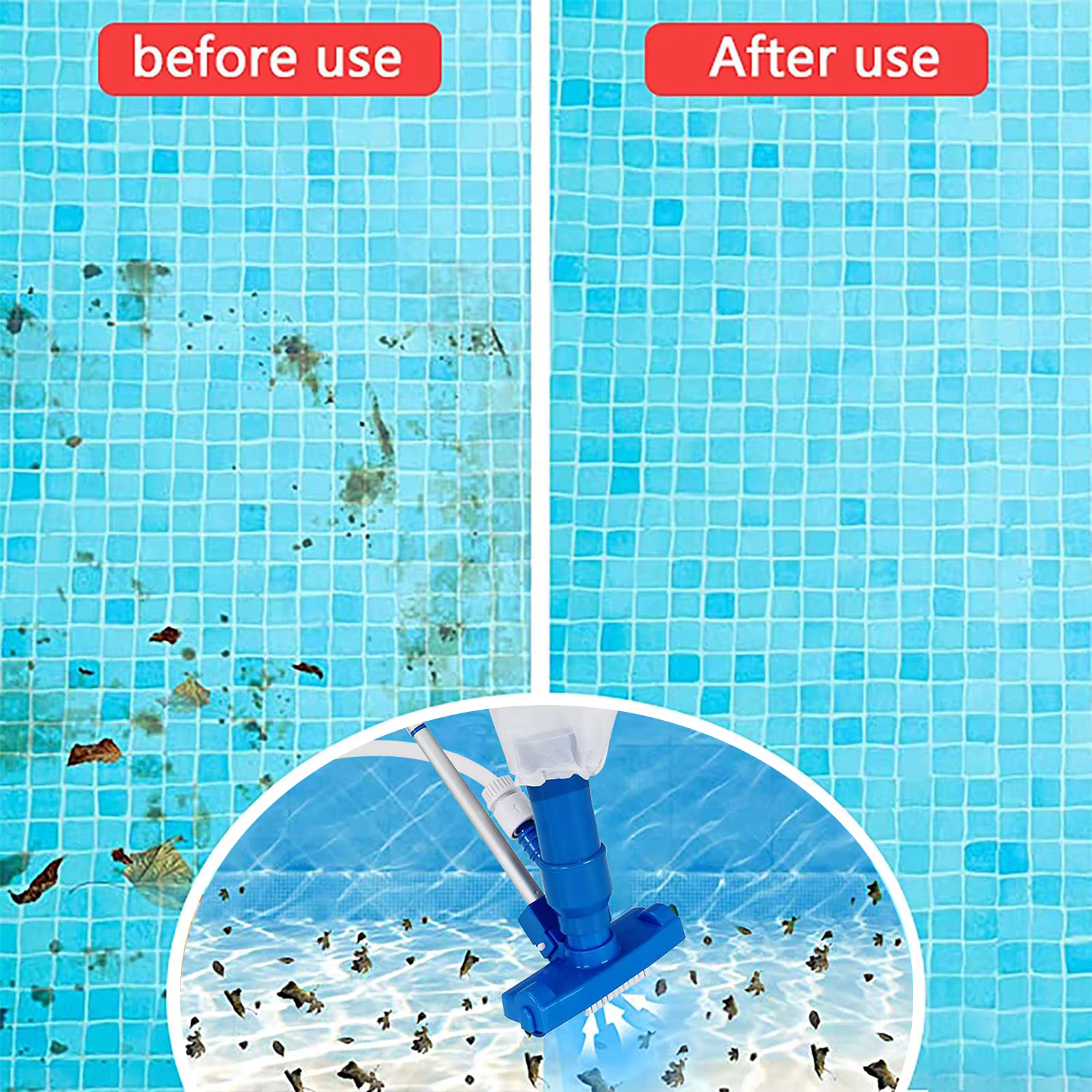 Tête d'aspirateur de piscine avec sac de brosse