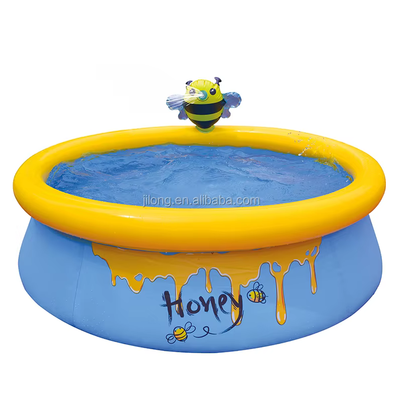 Piscine gonflable familiale 3D Dinosaures 1,75m*62cm en PVC pour jardin