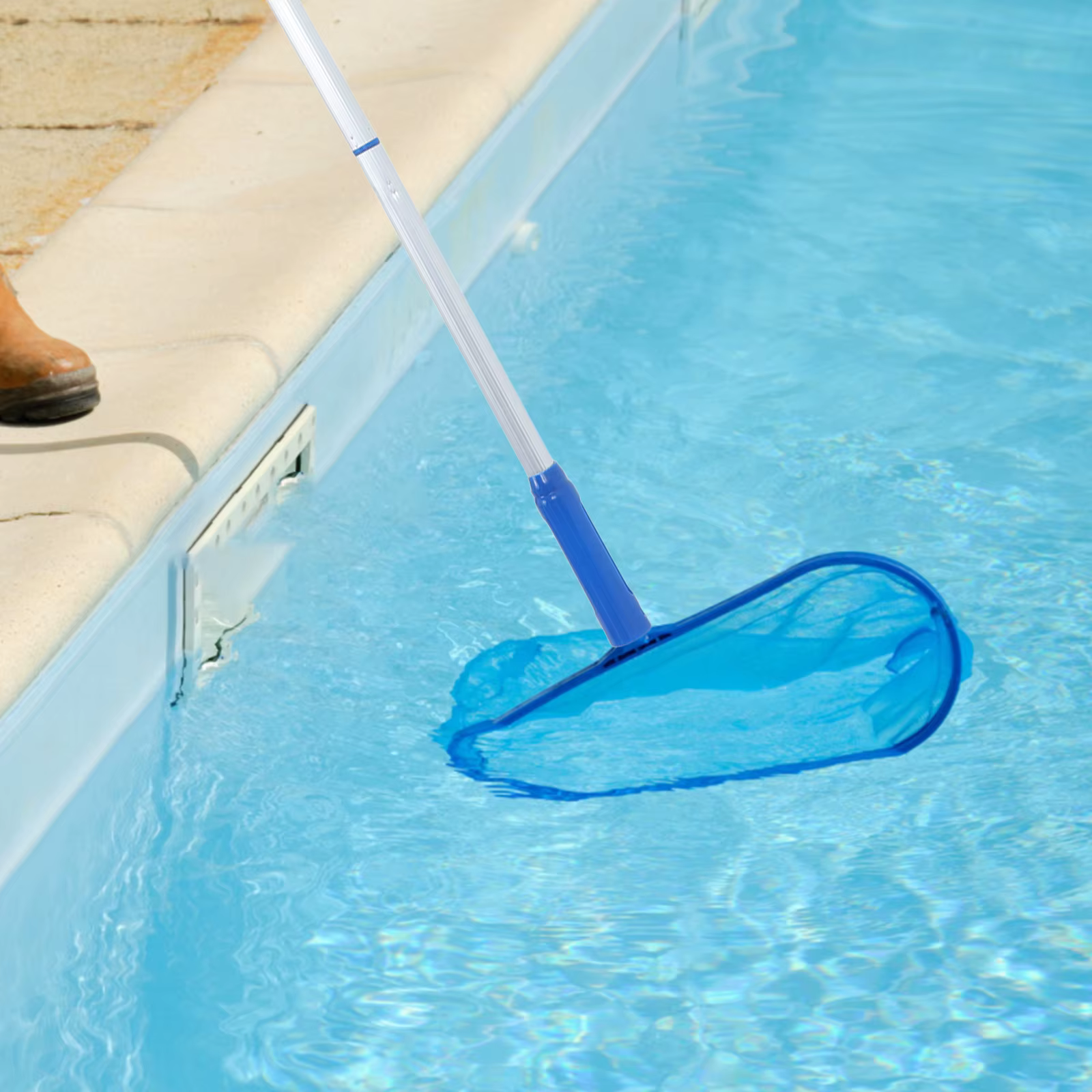Perche télescopique de piscine en aluminium à 3 sections détachables