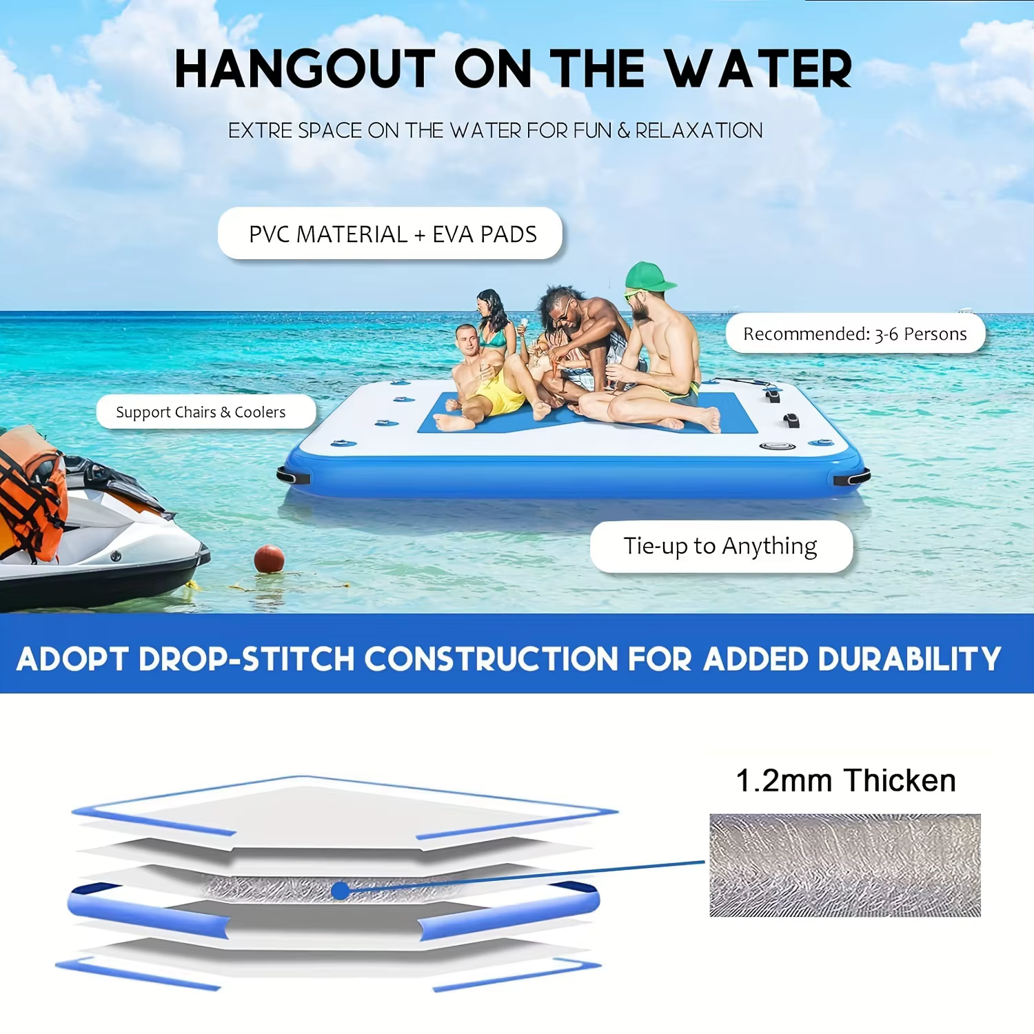 Dock flottant gonflable avec échelle