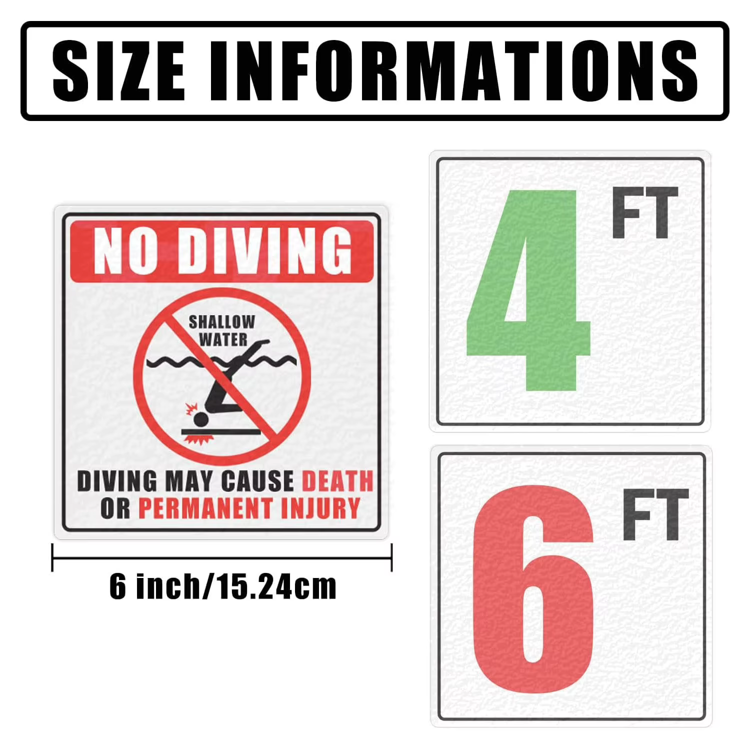 Autocollants d'avertissement de piscine d'eau peu profonde