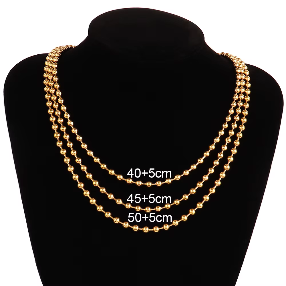 Collier Ras du Cou en Acier Inoxydable pour Homme et Femme, Bijou en Or avec Boule Ronde, Jobeads, Vente en Gros