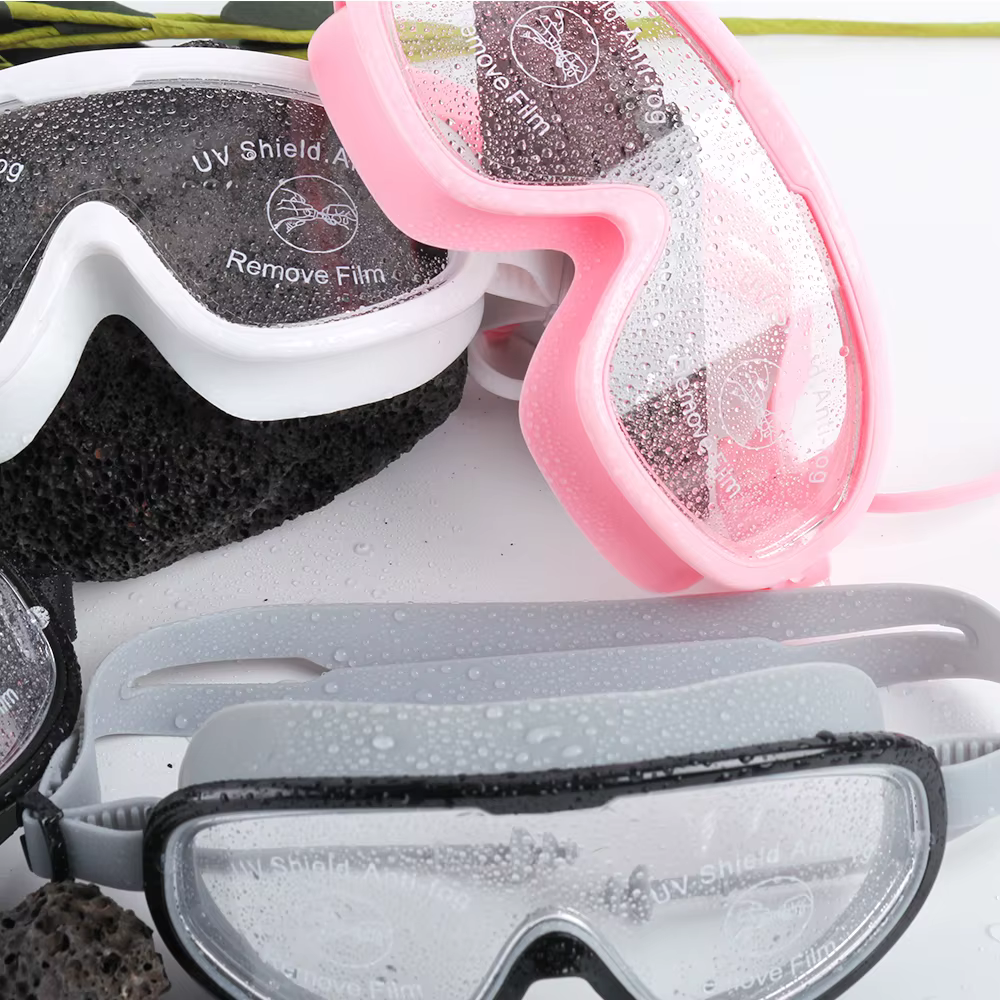 Grands lunettes de natation roses à joint souple